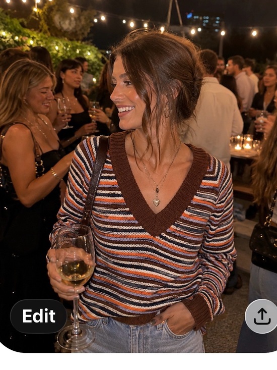 Madewell Sweaters - Madewell Striped V-Neck Sweater in Brown and Multicolor